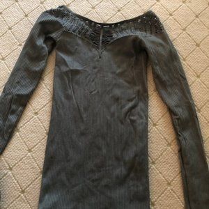 Free People Grey Stretch Top